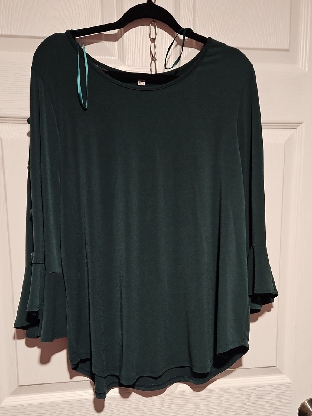 Green Envelope Dark Green Bell Sleeve 3/4 Sleeve Top